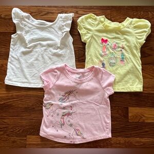 Jumping Beans & Cherokee Cotton/Blend Shortsleeve Shirt Lot of 3 Baby Girl 12M